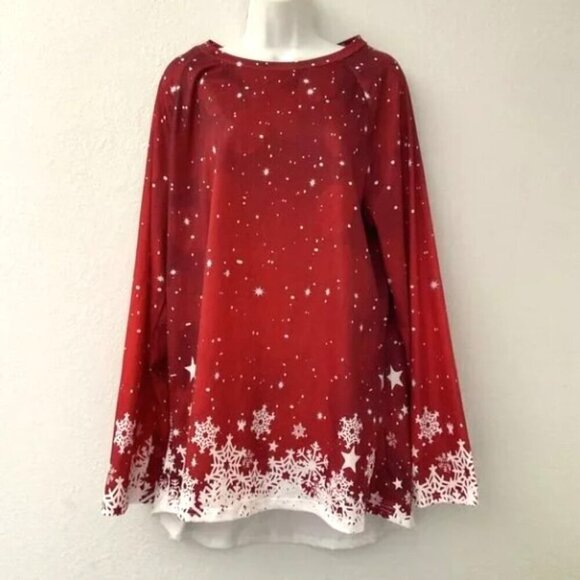 SNOWFLAKE HOLIDAY CHRISTMAS WOMEN'S TUNIC TOP XL LOOSE FIT - Picture 2 of 7